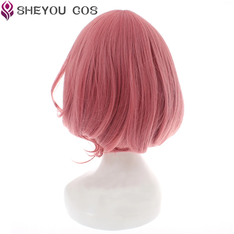 Парик для косплея аниме Noragami Ebisu Kofuku термостойкие Короткие Розовые вьющиеся