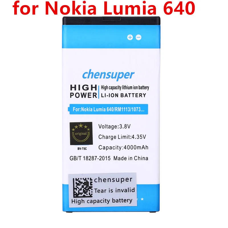 Новый BV-T5C аккумулятор 4000 мАч для Nokia Lumia 640 RM-1109 RM-1113 RM-1072 RM-1073 RM | Мобильные телефоны