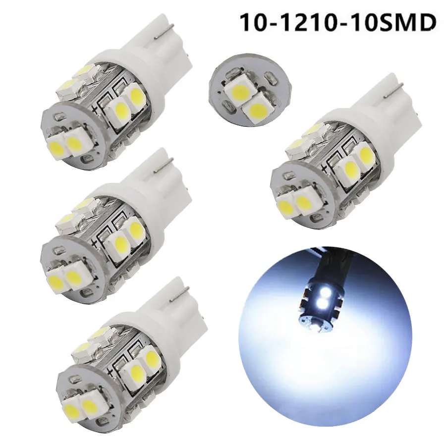 10 шт./лот T10 1210 Белый 10SMD автомобильный Грузовик интерьерный клиновидный