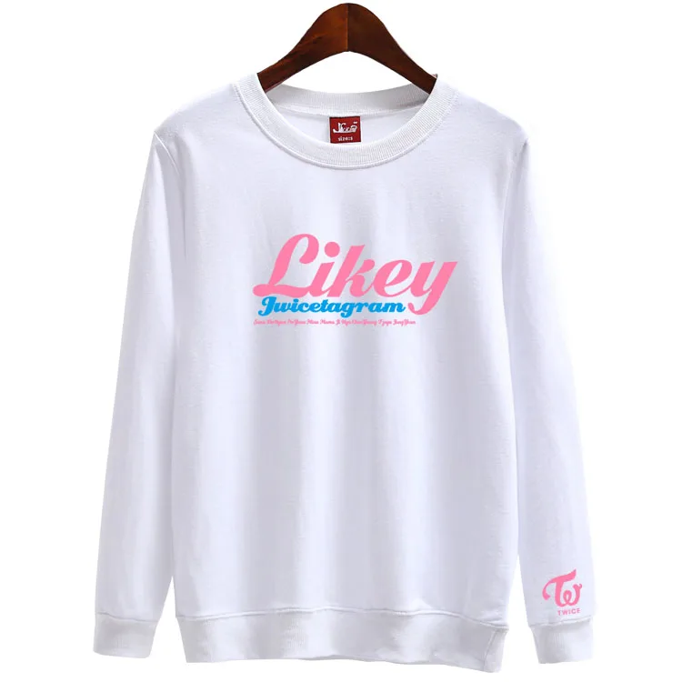 

Kpop twice new album twicetagram likey printing o neck loose sweatshirt for once supportive fashion thin pullover hoodies