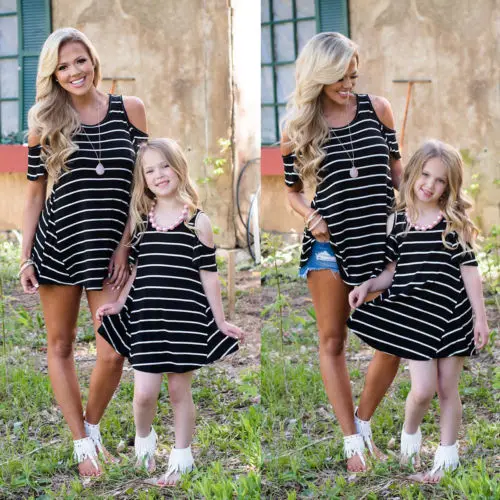 Одежда для мамы и дочки родителей детей в полоску топы девочек Семейный комплект
