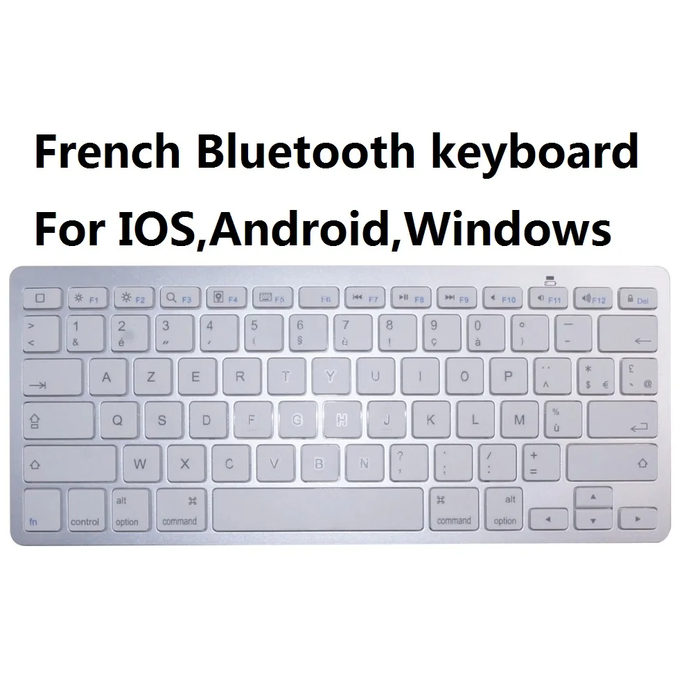 French Французская, русская, английская, испанская Беспроводная клавиатура Bluetooth 3,0 для планшета, ноутбука, смартфона, поддержка системы iOS, Windows, Android - Цвет: French