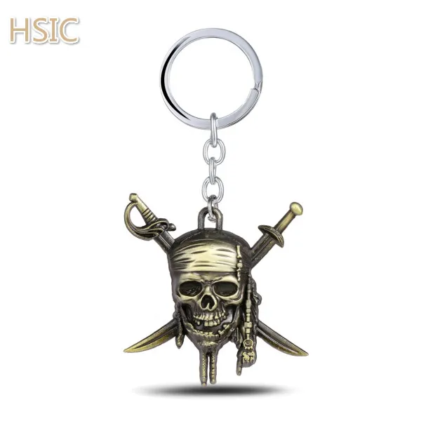 HSIC 12 шт./лот брелок для ключей Пираты Карибского моря Капитан Джек Череп античное