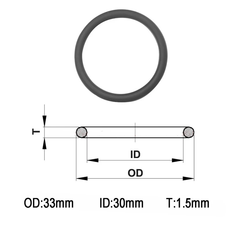 

33mm x 30mm x 1.5mm Water-tight O-Ring Seals - Black ( 10 pcs )