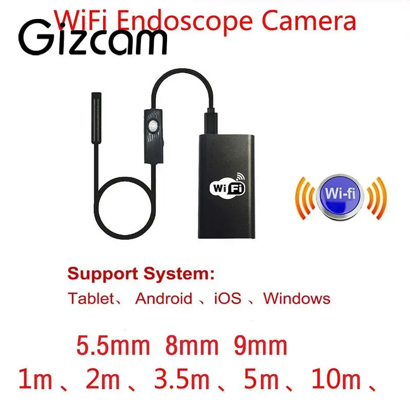 2 м 5 мм Водонепроницаемый IP67 WI-FI эндоскопа бороскоп Камера для IOS и Android - купить по