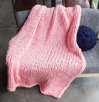 light pink Брендовое хлопковое мягкое плотное трикотажное однотонное 3D одеяло, массивное вязаное одеяло, Комплект постельного белья для дивана, Декоративный Рождественский подарок - Цвет: light pink