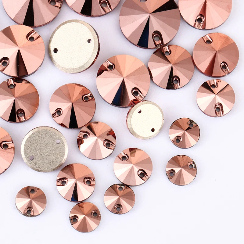 Flatblack Кнопка Блестящий розовый Золотой пришивной Стразы для одежды стеклянный
