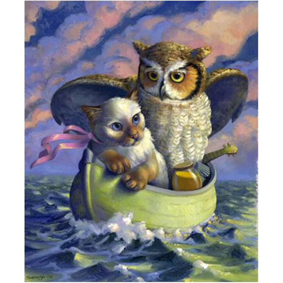 Новая Алмазная вышивка Сова на лодке diy алмазная живопись наборы крестиков