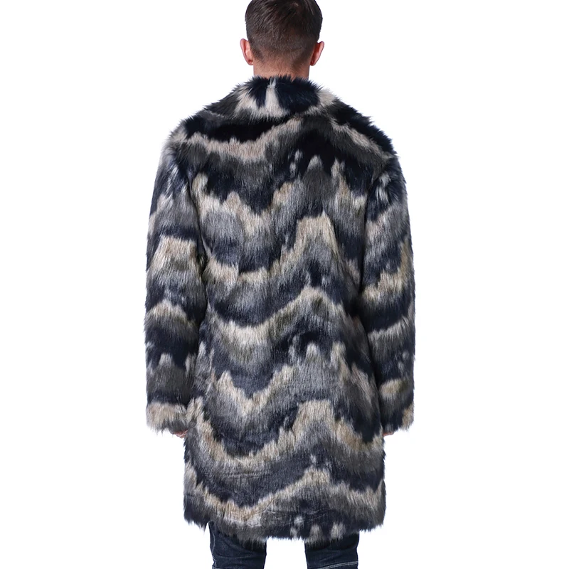 Men Fur Coat Winter Patchwork Faux Fur Parka Outwear Fashion Men Punk Jackets Streetwear Long Fur Overcoats Windbreaker Coats
