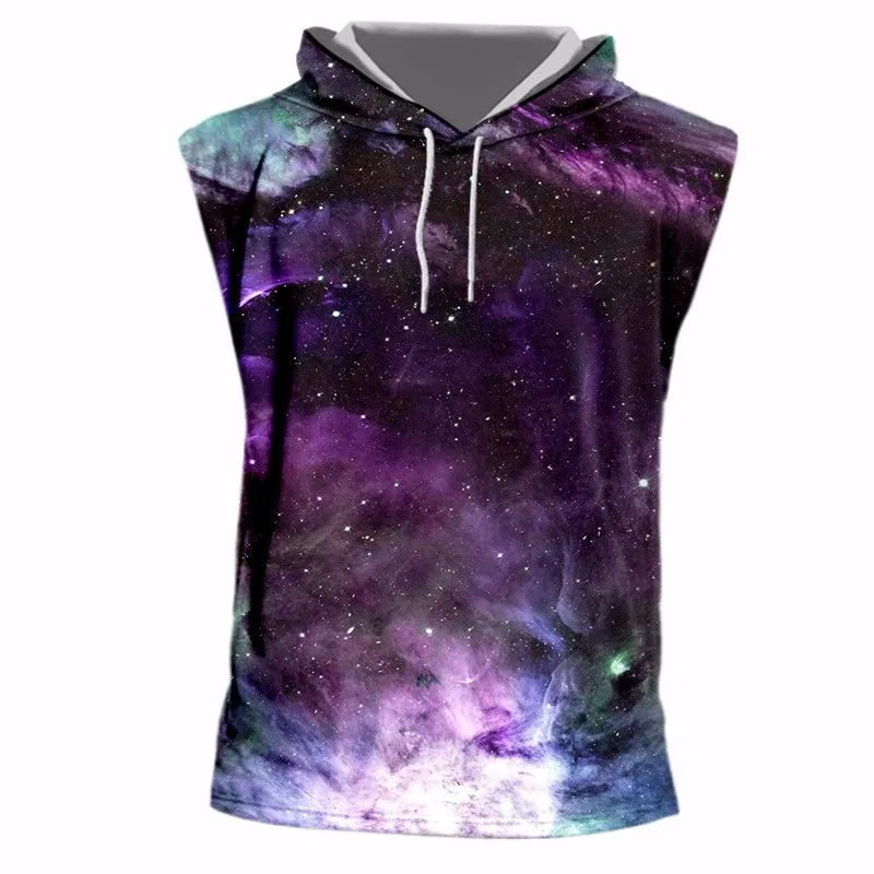 Мужская куртка с капюшоном OGKB летняя цветная безрукавка 3d принтом в стиле хип-хоп