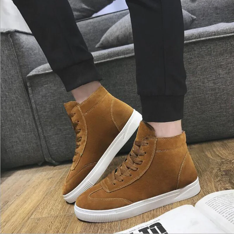 2018 autumn and winter new solid color men's high tide plus velvet cotton thick to help casual shoes free shipping#2 | Обувь