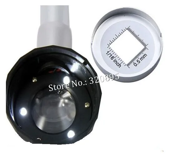 Увеличительное стекло с металлической ручкой и светодиодной подсветильник