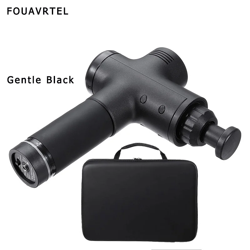 Gentle black FOUAVRTEL самый популярный массажный пистолет высокочастотный Вибрационный массажер 3 вида цветов Супер Легкий Массажный пистолет A2 версия мышечный массажер - Цвет: Gentle black