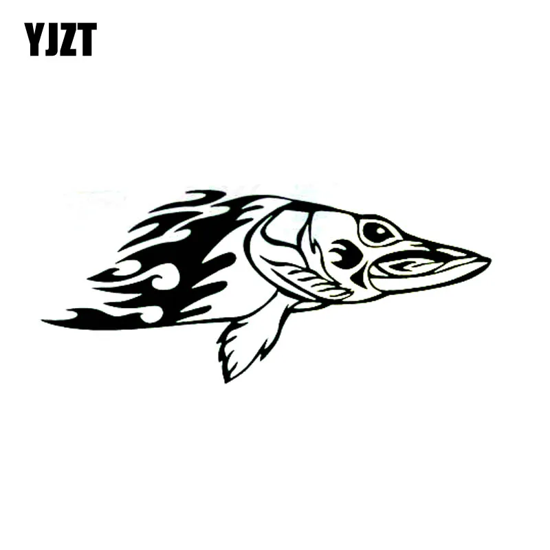 

YJZT 14 см * 6 см виниловые Высококачественные наклейки на автомобиль с изображением пламени щуки, черные, серебряные наклейки