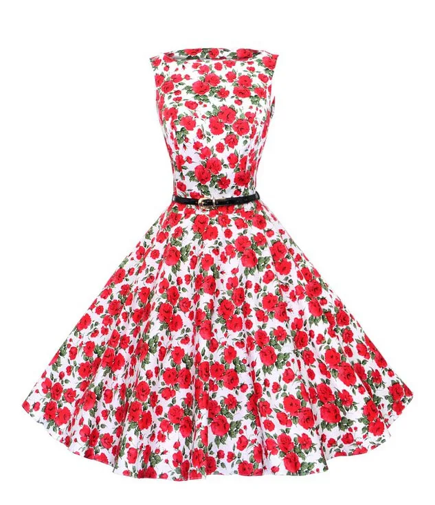 Женское летнее длинное платье, черное, красное, Одри Хепберн, 50s 60 s, винтажные платья Vestidos размера плюс, рокабилли, вечерние платья - Цвет: 867 red