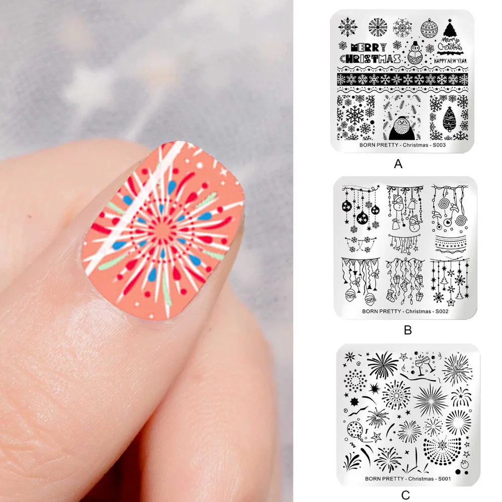 Behogar Милая Рождественская тема для дизайна ногтей штемпель тиснения шаблон