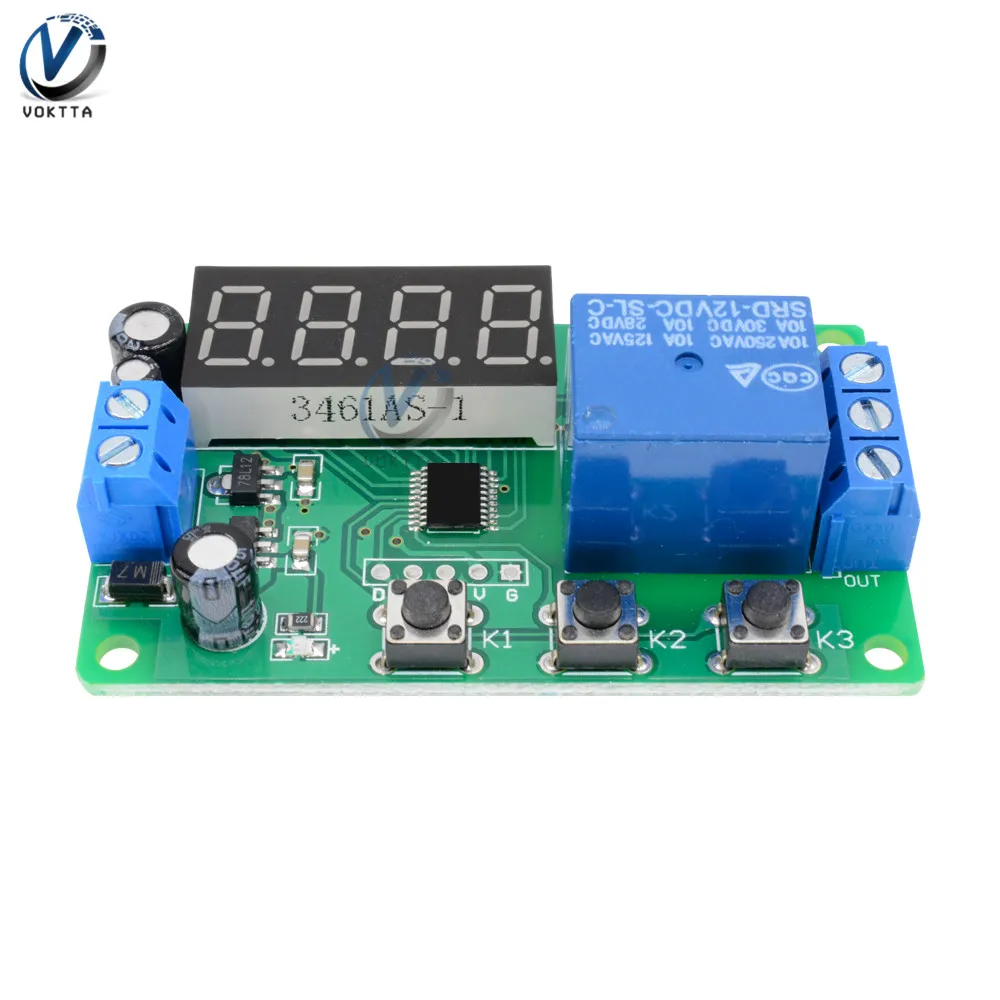 12V Timer Relay Digital LED Display Multifunction Electricity Delay Time Control Board Switch Self-lock Cycle Module | Обустройство