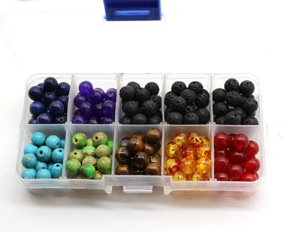 Seven Chakras бусины из вулканического камня DIY аксессуары для ювелирных изделий