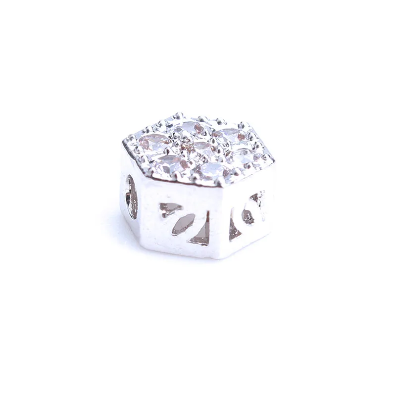 Мм 1 шт. 4*7 мм Micro Pave CZ Белый Циркон пространство Размер отверстия бусин 2 для diy
