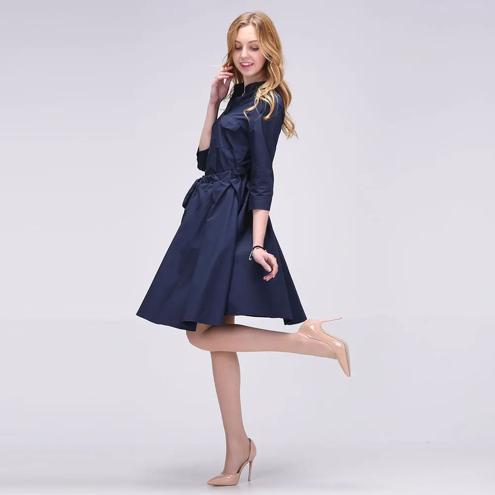 

Dioufond Vestidos 2018 New Autumn Winter Women Three Quarter Shirt Dress Fashion Ladies Turn-Down Collar Casual Loose Dresses