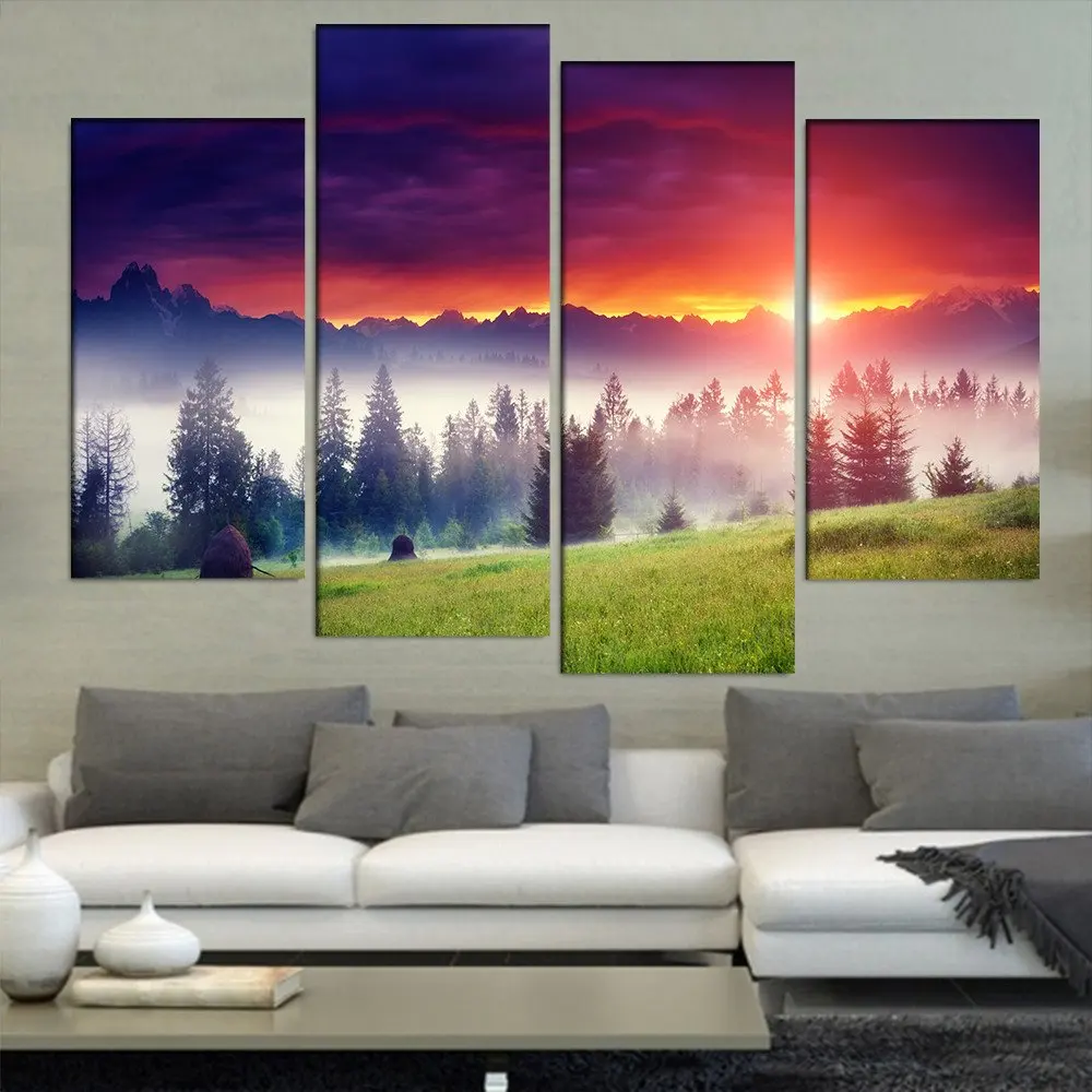 4 шт./компл. холст искусство красивый закат на холсте картины украшения для дома
