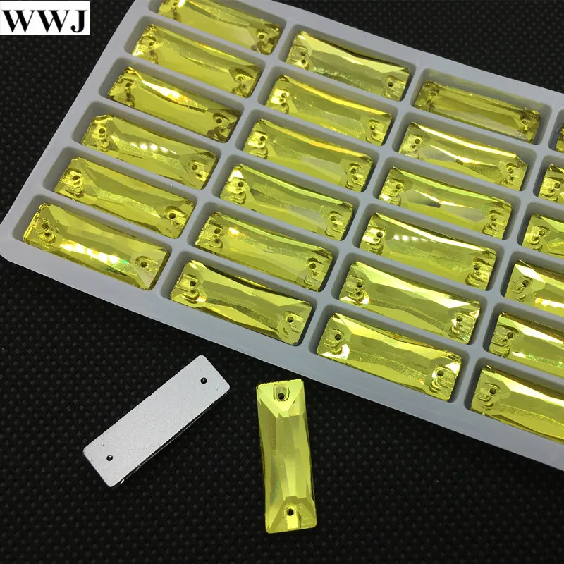 7x21 мм 24 шт. космическая багета стеклянные хрустальные камни лимонно-желтого