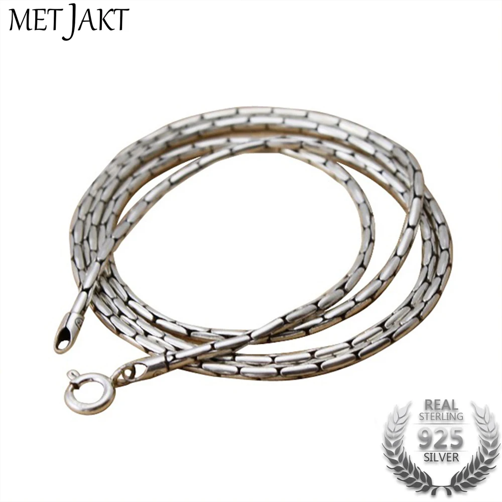 

MetJakt Classic Solid 925 Sterling Silver 1.2mm Snake Chain Necklace Fit Pendant Charm for Unisex Jewelry 45cm 50cm