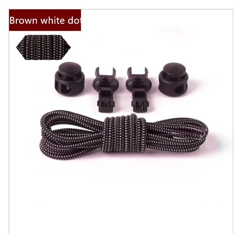 brown white dot 1 пара шнурков, круглые шнурки без завязок, эластичные шнурки для обуви, шнурки для мальчиков и девочек - Цвет: brown white dot