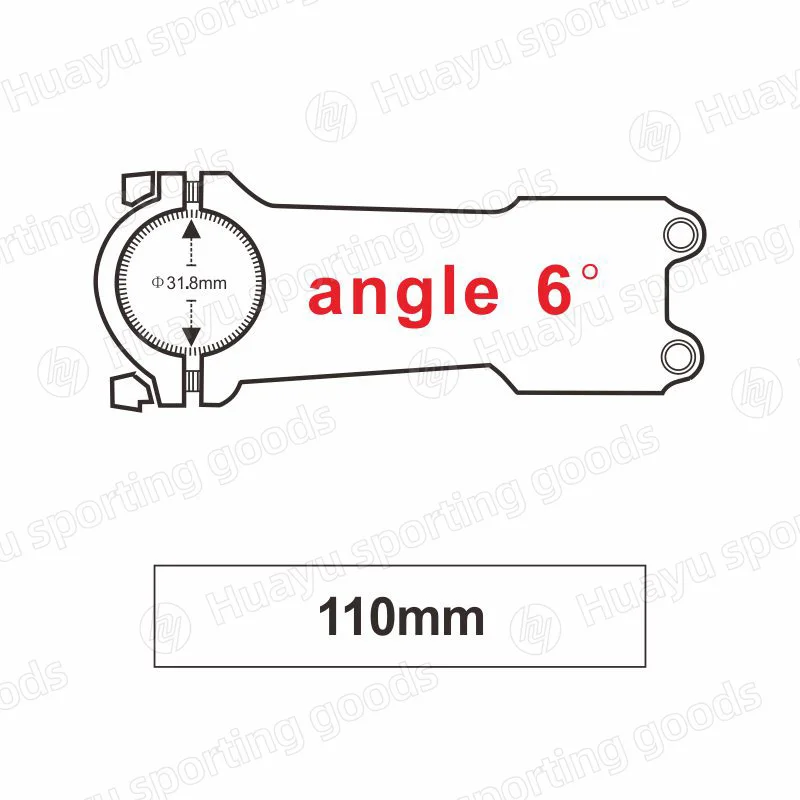 6 angle x 110mm Велосипедный стержень из углеродного волокна для велосипеда, стояк для велосипеда MTB дорожный велосипед 31,8 мм угол 6/17 Bicicleta Tallo Bicicleta potencia - Цвет: 6 angle x 110mm