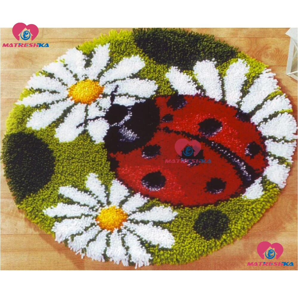 

Бесплатная доставка, набор для рукоделия «сделай сам», необработанный вязальный коврик, коврик из пряжи, подушка, коврик с вышивкой «божья коровка»