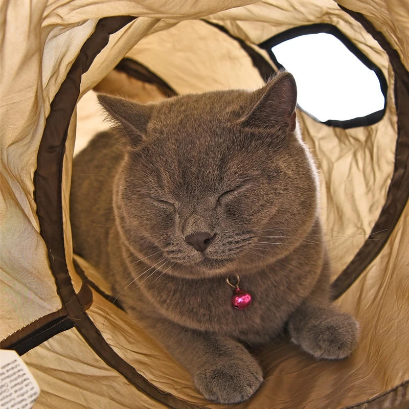 &quotS&quot Забавные Pet туннель Cat играть коричневый складной 1 отверстия Tunnel Котенок