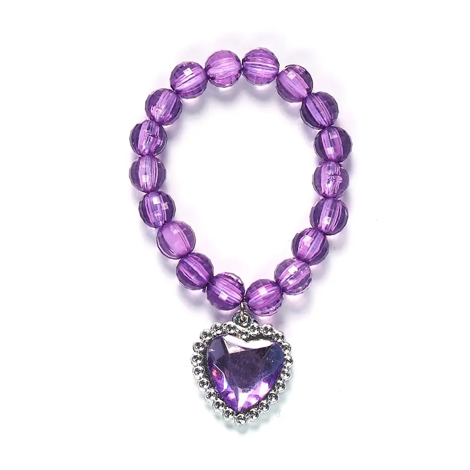 MUABABY Children Girls Elsa Sofia Belle Princess Accessories Refinement Beading Necklace Bracelet Ring Earring Jewelry 5pcs Sets