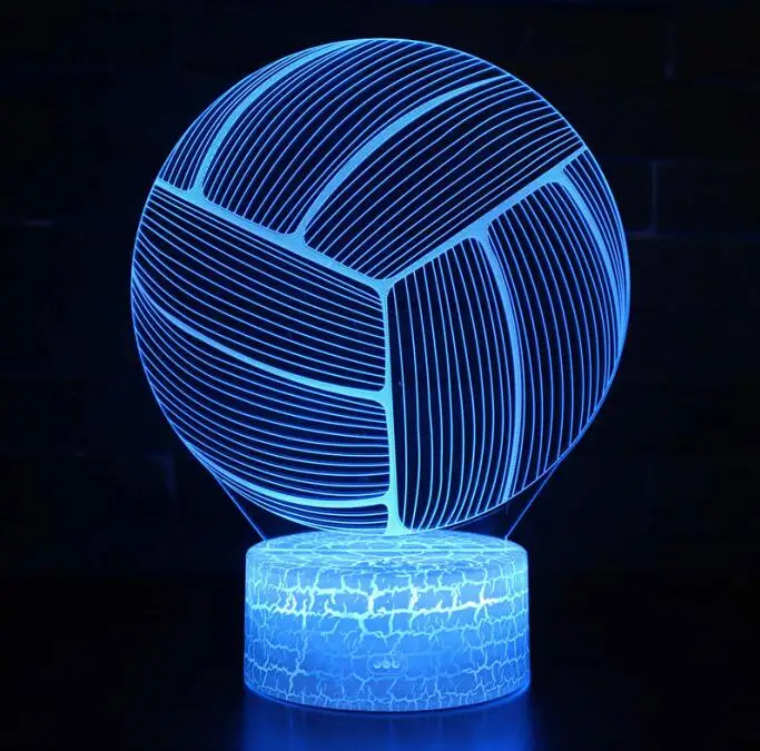 Футбол Баскетбол регби LED 3D Иллюзия визуальный ночник Творческий Спальня украшения Light Новинка лампы подарок сувенир - Испускаемый цвет: volleyball