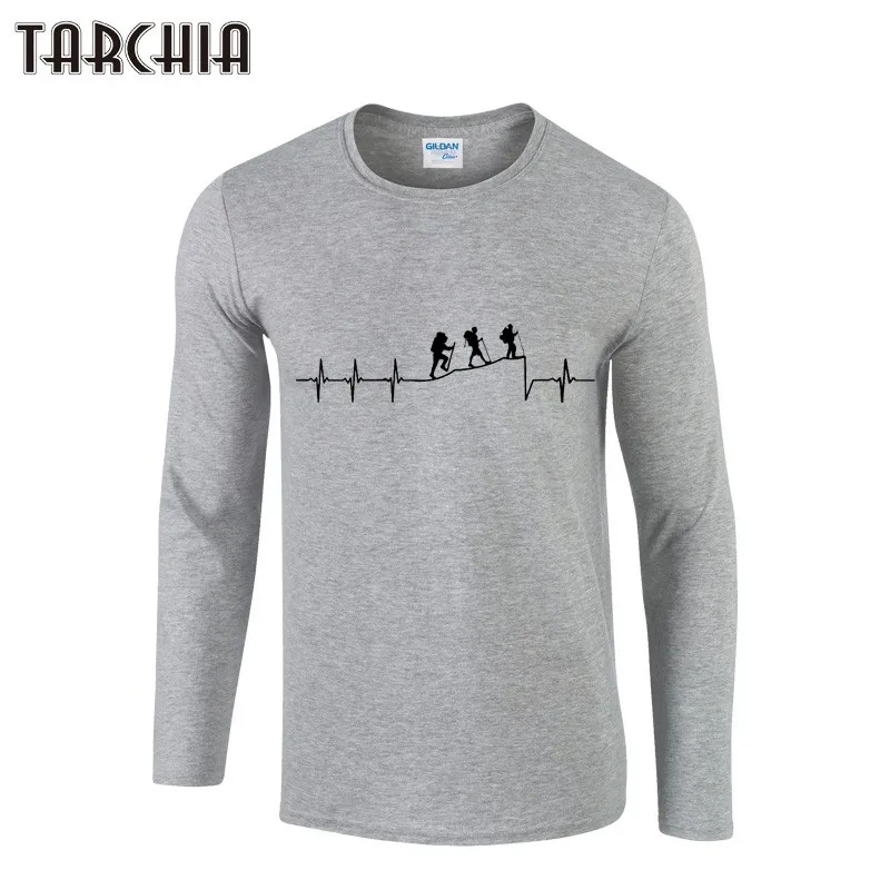 Футболка TARCHIA мужская с забавным принтом приталенная тенниска длинным рукавом