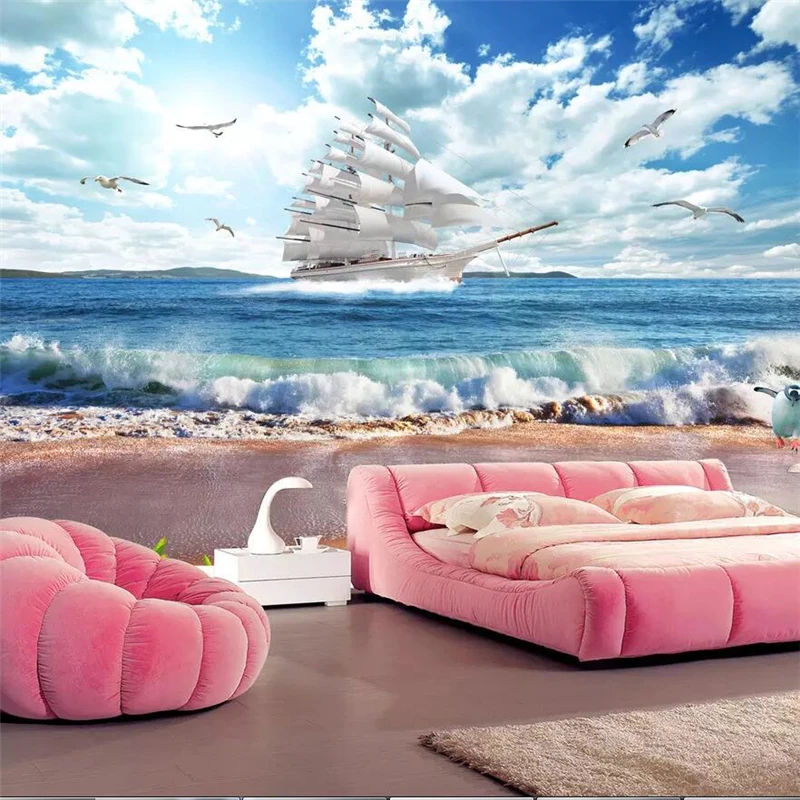 Wellyu Ультра HD Гладкий парусный пейзаж Морской 3D спрей Фотообои | Обустройство дома
