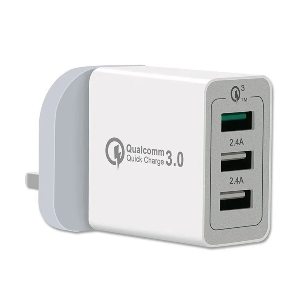 SOONHUA последние 30 Вт 3 порта USB зарядное устройство QC 0 быстрая британская вилка