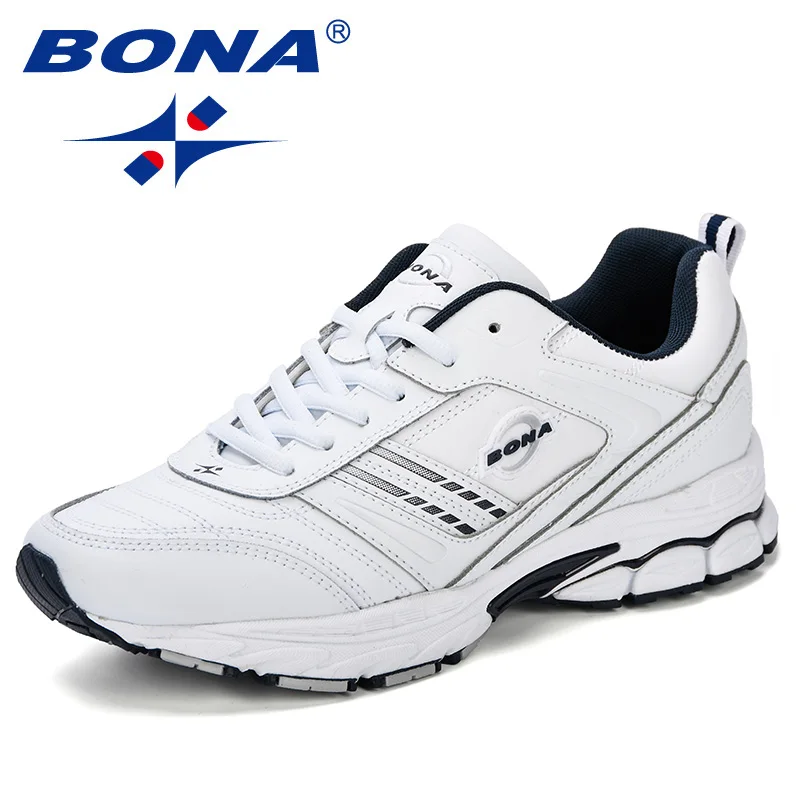 White deep blue BONA/Новые Дизайнерские кроссовки; мужская повседневная обувь; Мужская обувь из спилка; Zapatillas; модная обувь; chaussure homme; удобная обувь размера плюс - Цвет: White deep blue