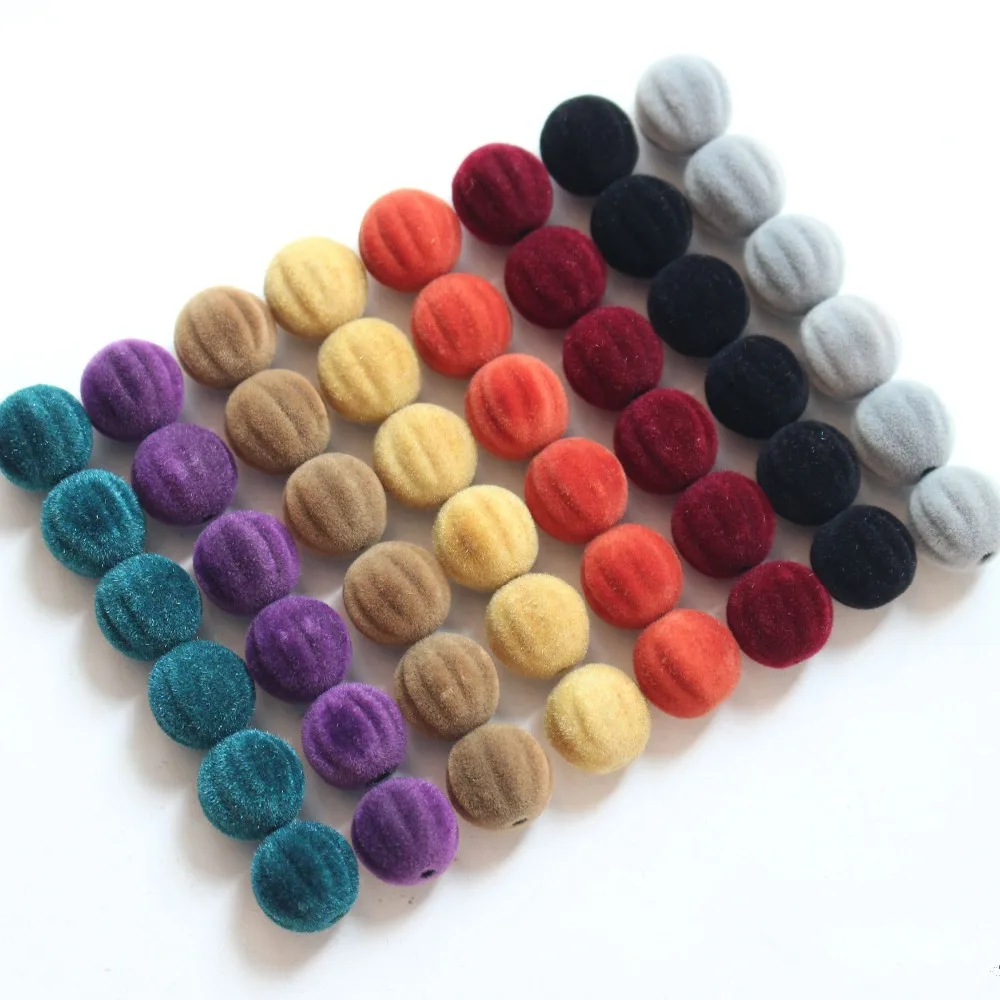 

New style 50pcs/lot 13mm flocking geometry rounds pumpkin resin beads diy jewelry earring/bracelet/garments pendant accessory