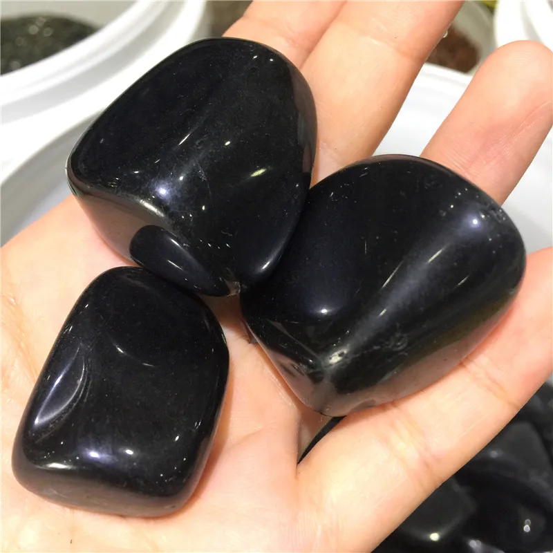 100g черный Природный камень обсидиановый Кристалл упали камни целебные кристаллы