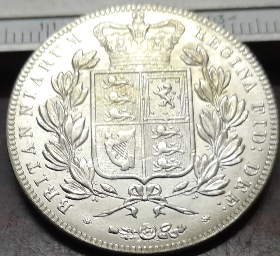1841 монета с посеребренной короной Великобритании 1/2 | Дом и сад