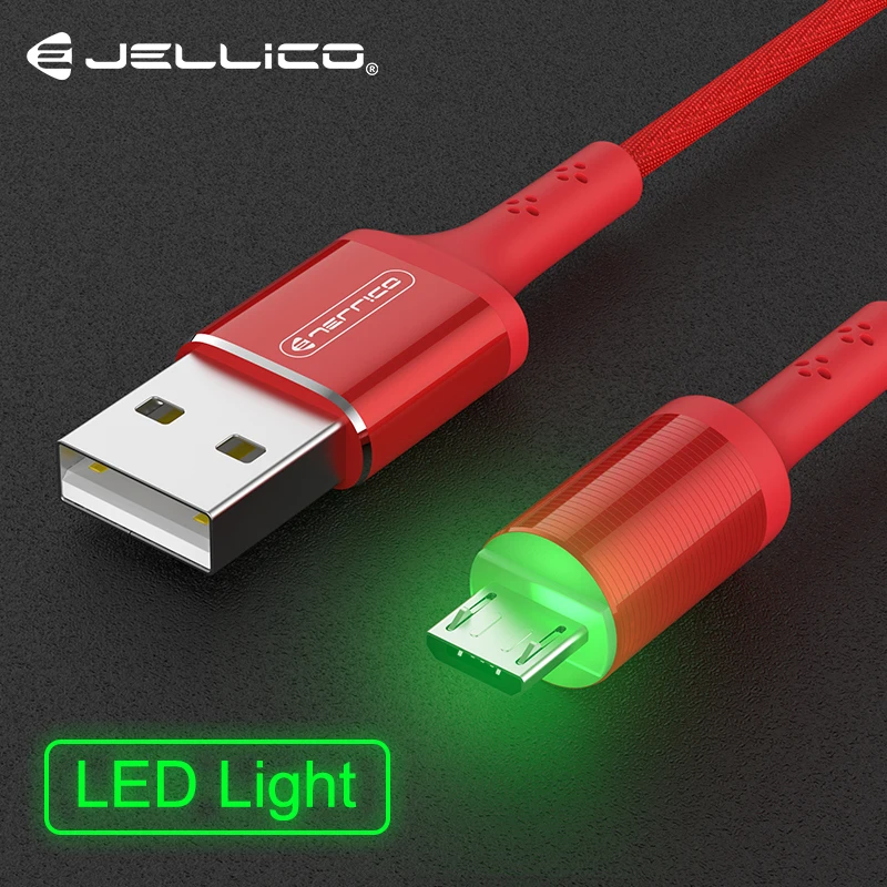 Jellico светодиодный микро USB кабель для телефона samsung USB кабель для Xiaomi huawei Быстрая зарядка кабель для передачи данных для мобильного телефона