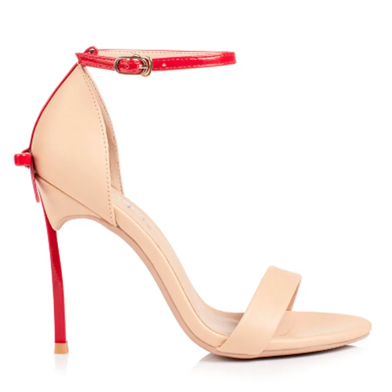 sandal nude-red Г., осенние высококачественные пикантные женские туфли-лодочки обувь с острым носком свадебные туфли-лодочки на высоком тонком каблуке с бантом обувь для вечеринок - Цвет: sandal nude-red