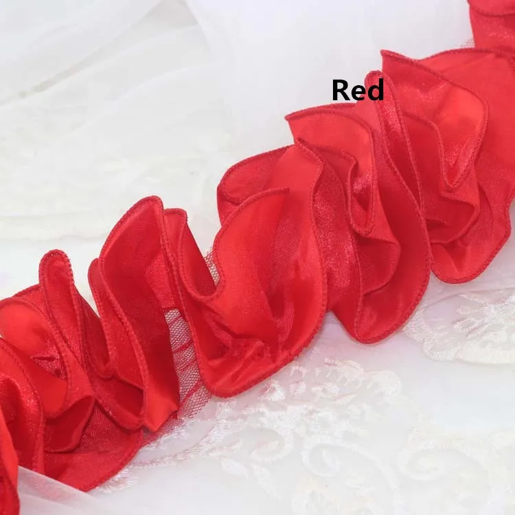 Плиссированная шифоновая кружевная юбка-пачка белого и красного цвета с