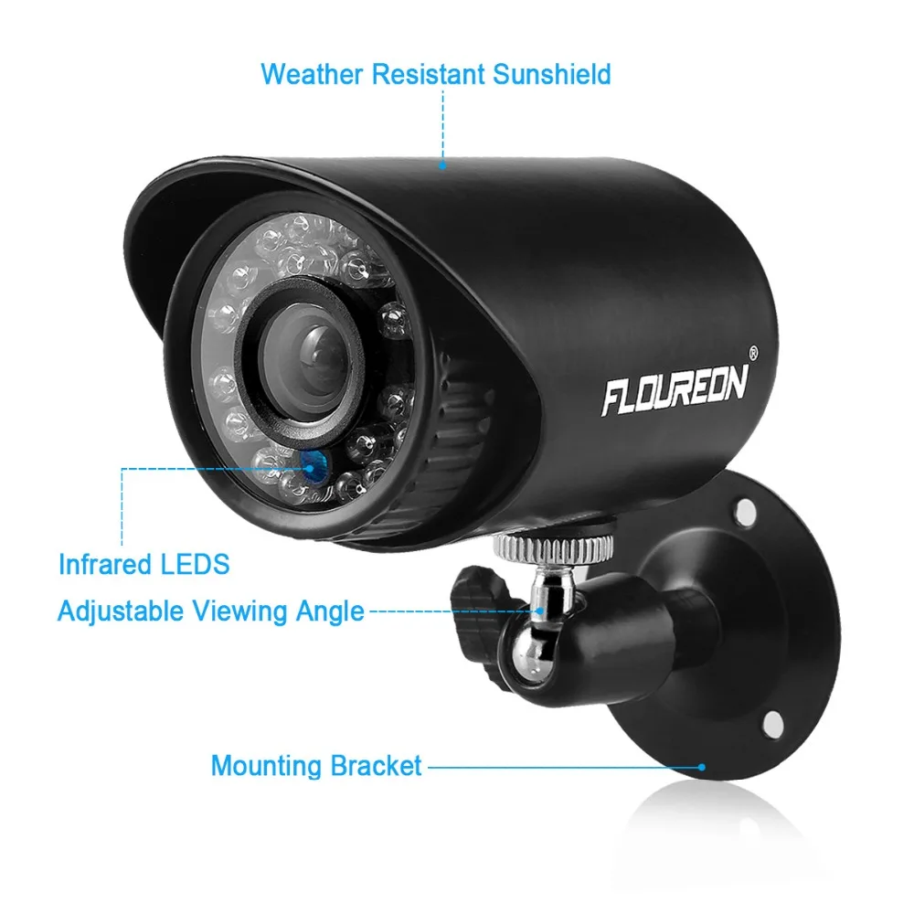 FLOUREON AHD 4CH CCTV 1080N HDMI DVR 1.0MP 1500TVL Открытый Всепогодный набор камеры видеонаблюдения домашняя система безопасности комплект видеонаблюдения