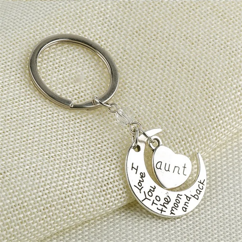 MISANANRYNE Sliver Color Alloy Keychains Mom I Love You To the Moon and Back Creative Heart Shape Key Chain Bag Pendant | Украшения и