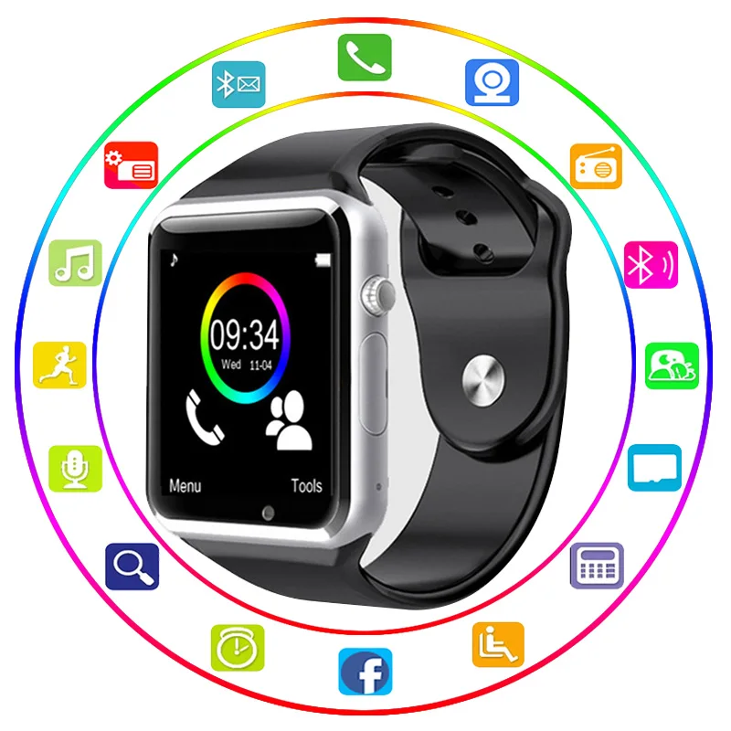 A1 наручные часы Bluetooth Смарт фитнес Шагомер одежда SIM Камера Smartwatch для Android