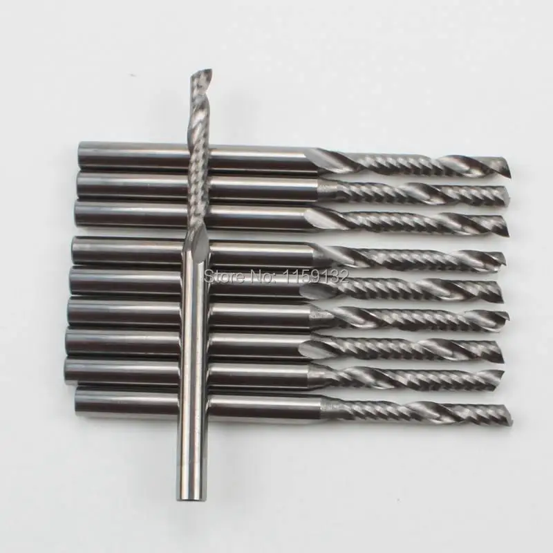 

10pcs 3.175x2.5x17mm Carbide One Flute Spiral Bit for Acrylic ABS