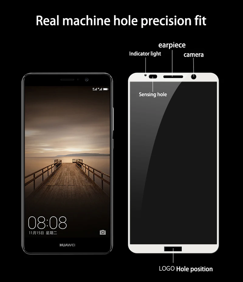 Protector de pantalla de tel&eacute;fono para Huawei Mate 10, cristal templado con pegamento completo, 2 unidades-1