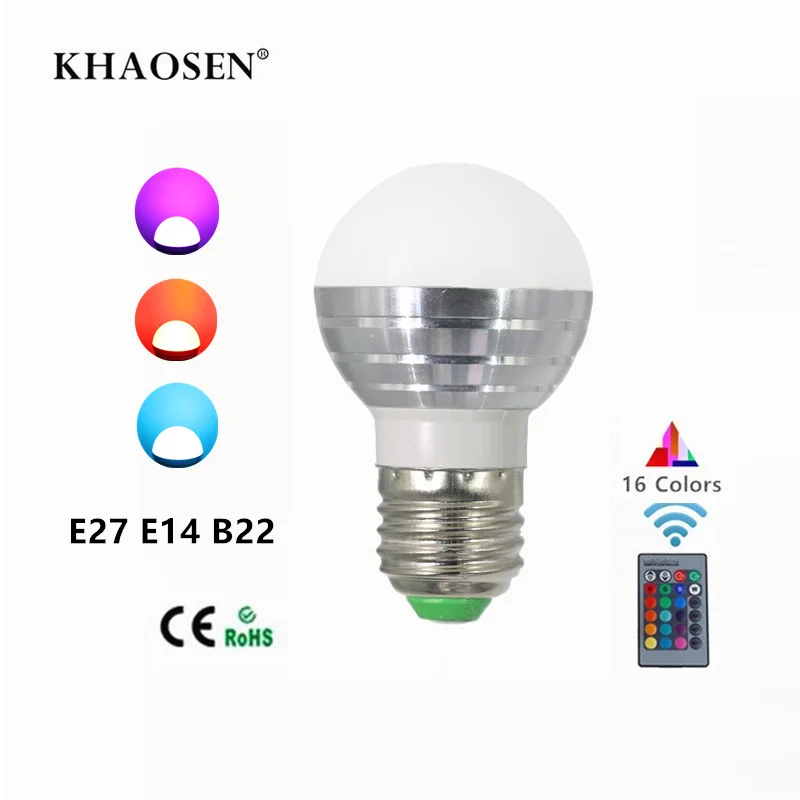 Диммируемая RGB лампа E27 Magic светодиодный светильник 24key ИК пульт дистанционного