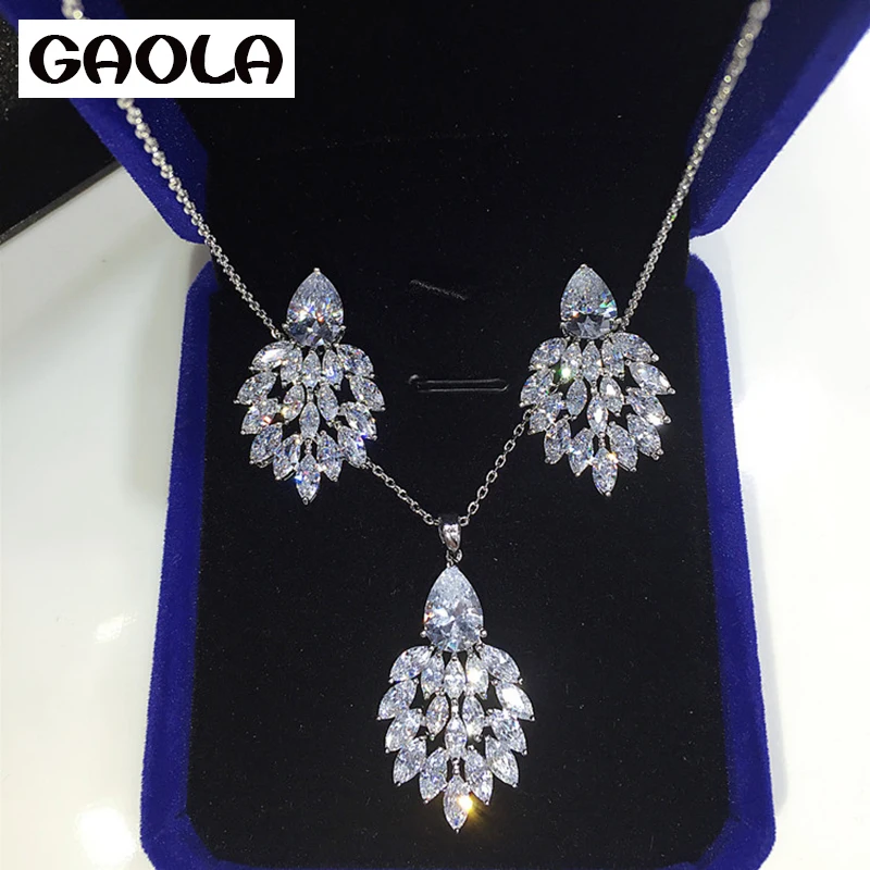 

Серьги и ожерелье GAOLA GLD0986AGLE5056A, ювелирные наборы с кристаллами серебристого цвета, 2016